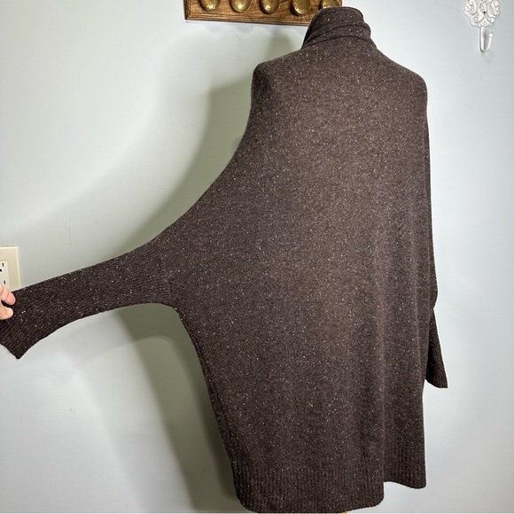 Subtle Luxury Brown Speckled 100% Cashmere Open Front Batwing Cardigan Size S/M - Picture 5 of 11